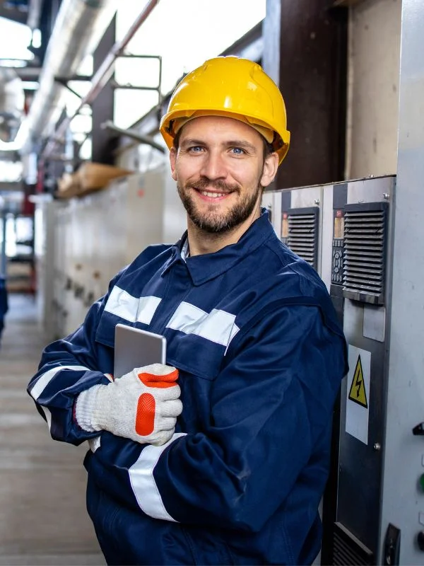 Ein Elektriker auf der Arbeit
