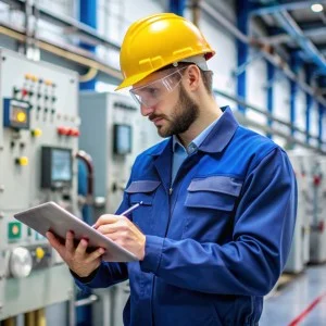 Elektriker bei einer DGUV V3 Prüfung