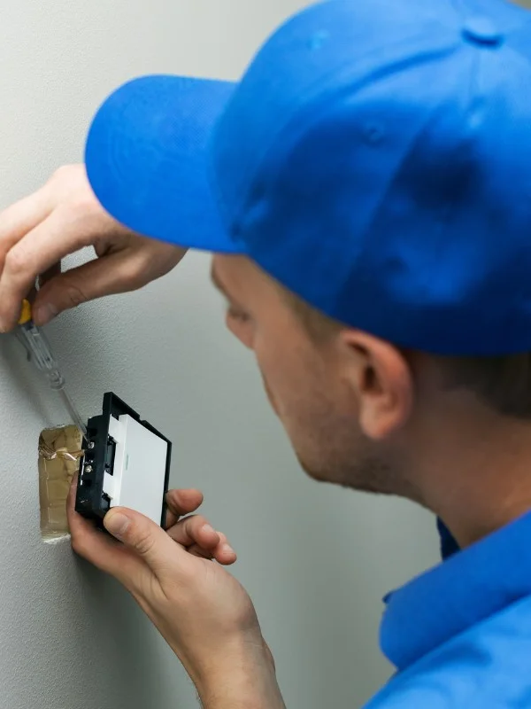 Ein Elektriker installiert ein Smart-Home Gerät