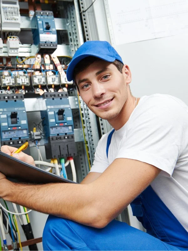 Ein Elektriker bei seiner Arbeit