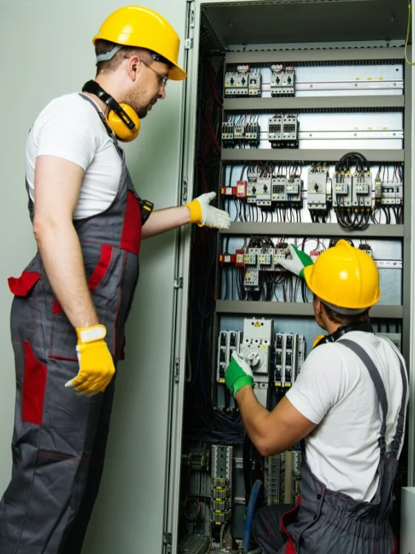 2 Elektriker arbeiten zusammen
